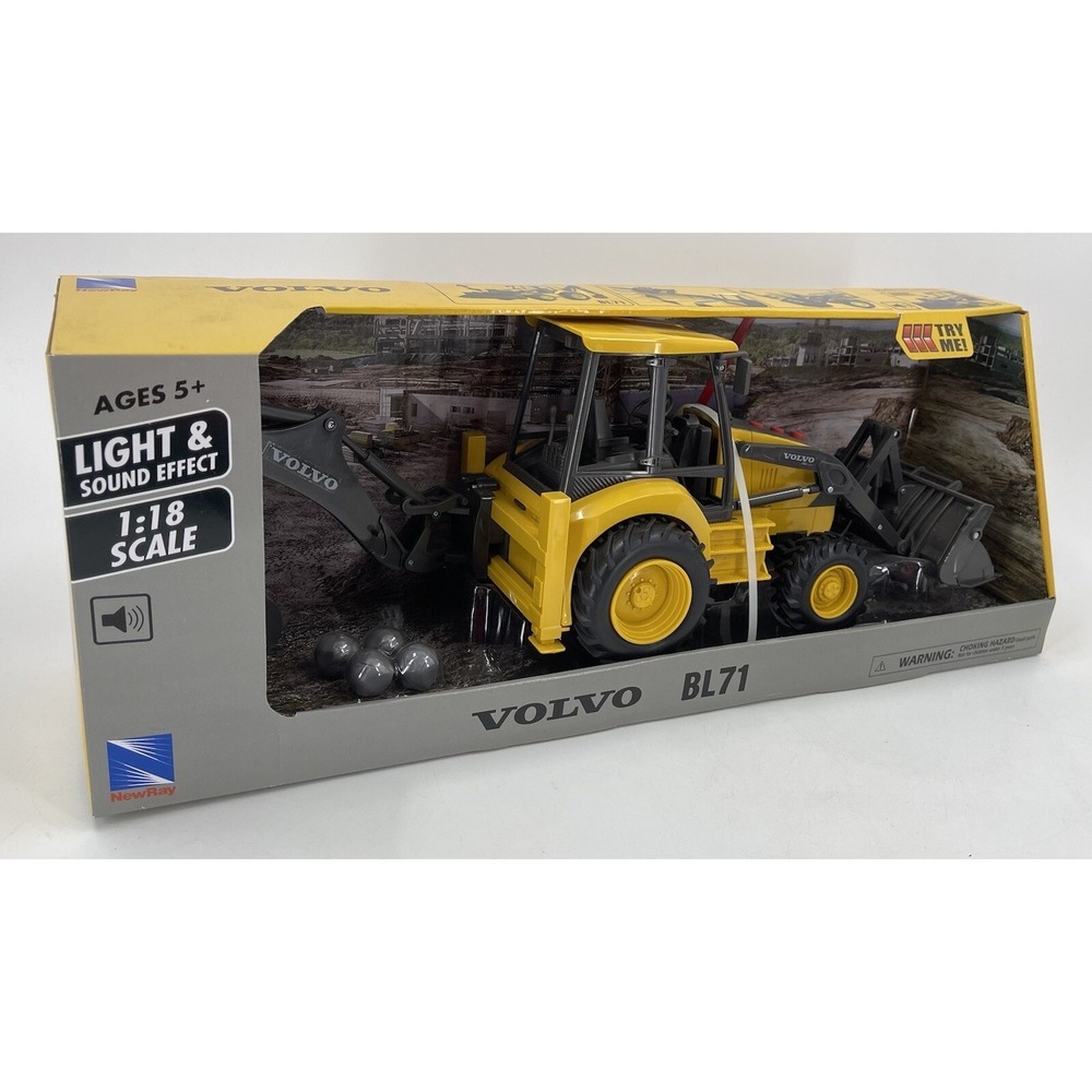 New Ray 02226B 1/18 Scale Volvo BL71 Backhoe Loader Lights & Sounds New NIB